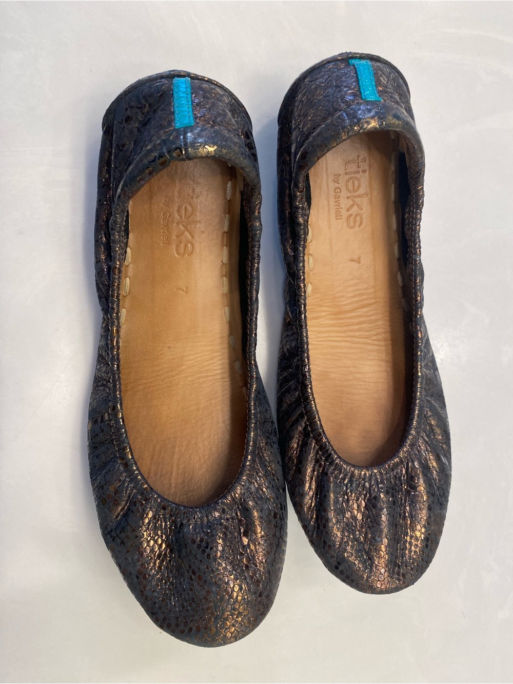 Tieks Women's Metallic Textured Ballet Flats in Ember - Picture 2 of 8